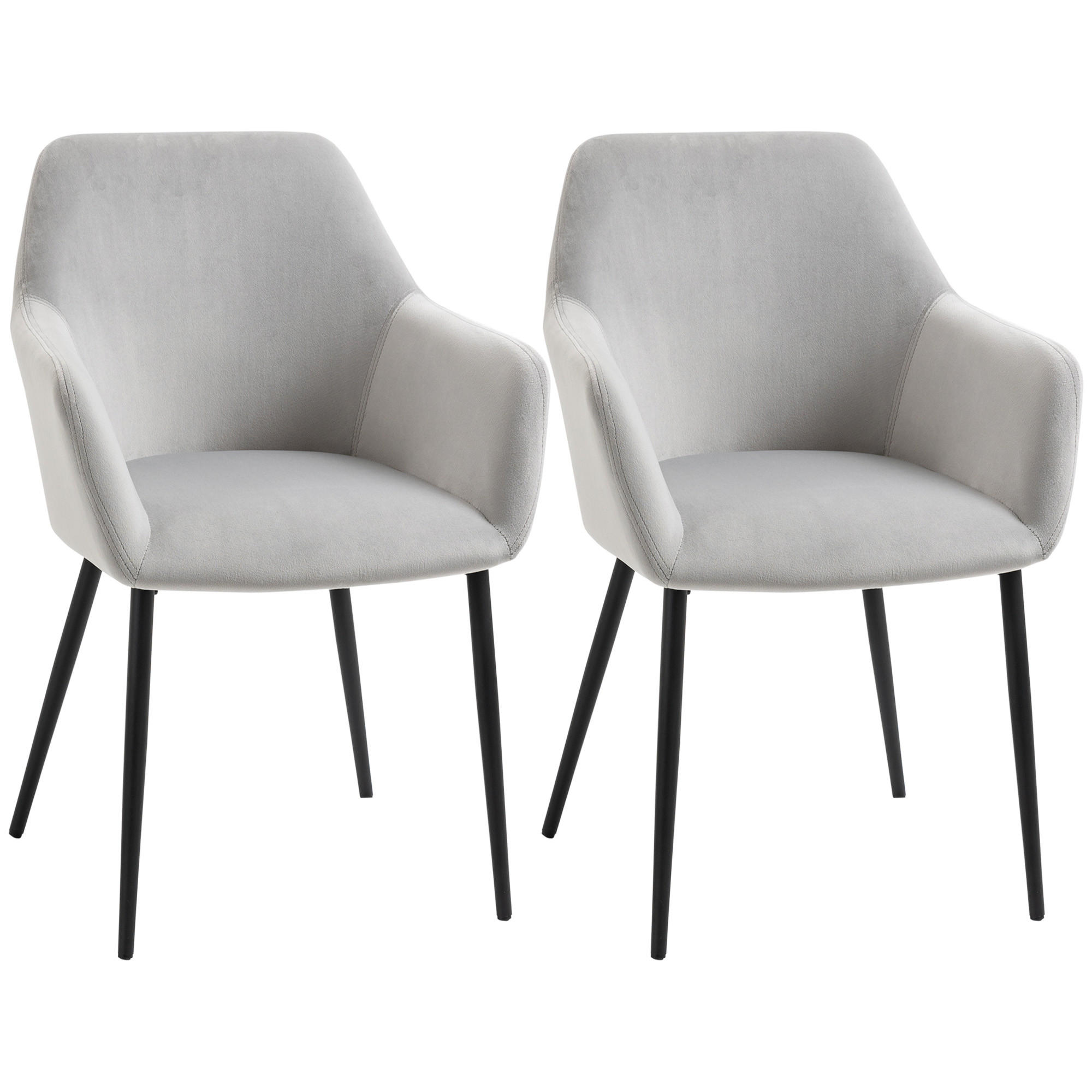 ESSZIMMERSTÜHLE, Samt, Stahl - Hellgrau, Textil (57/80/54cm) - HOMCOM