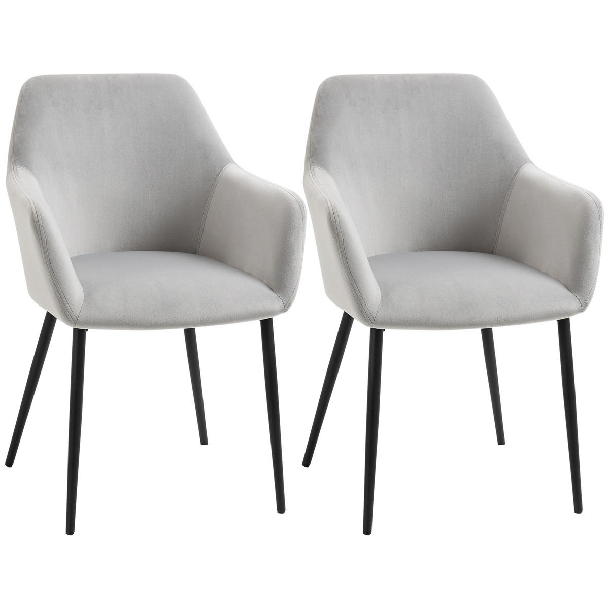 ESSZIMMERSTÜHLE, Samt, Stahl - Hellgrau, Textil (57/80/54cm) - HOMCOM