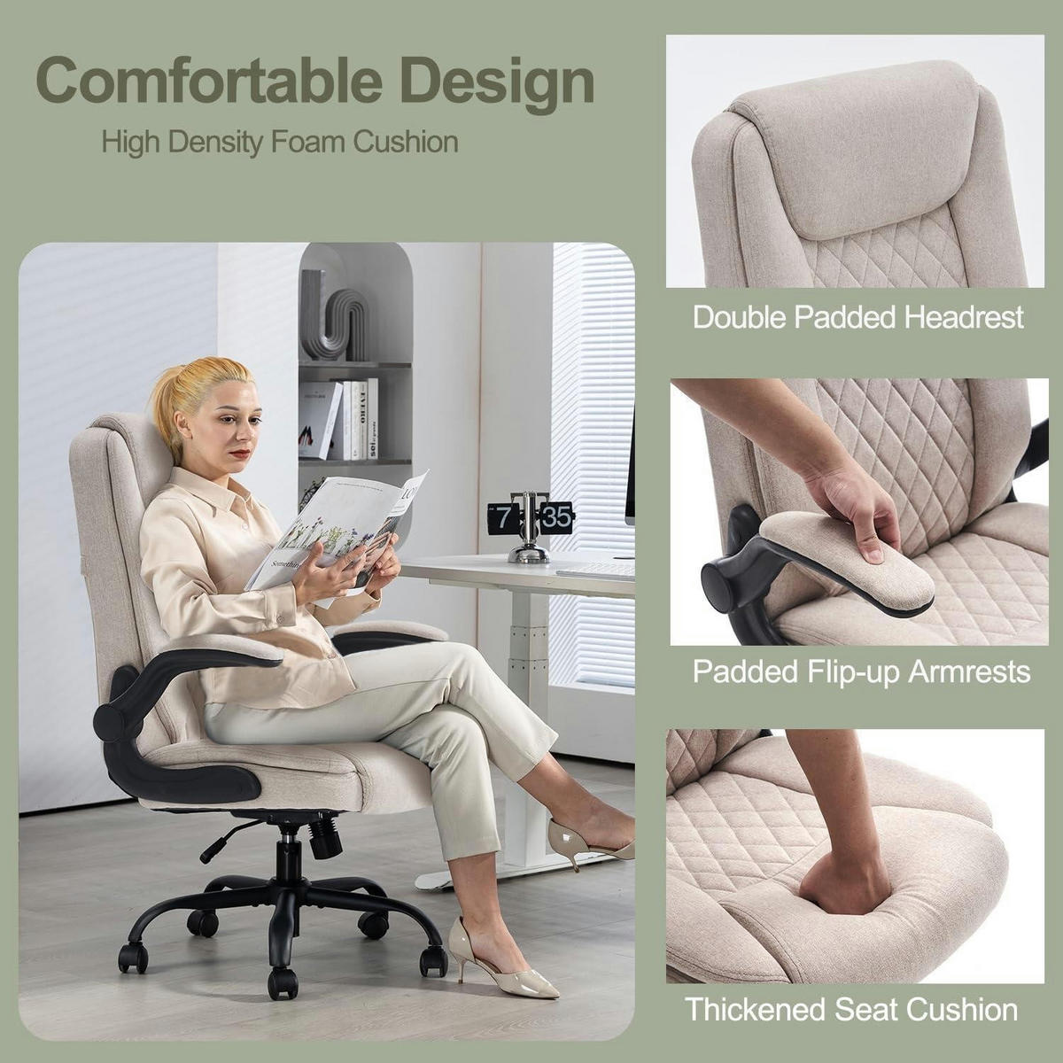BÜROSTUHL Ergonomisch Beige Stoff - Beige, Textil (67/116/65cm)
