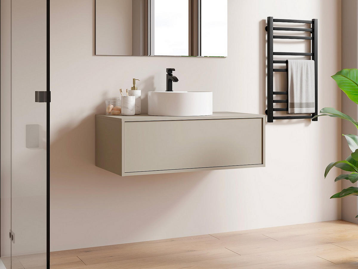 EINZELWASCHTISCH - 94 cm x 47 cm - Holz, Platte - Beige - TEANA - Beige, Holz (94/32/47cm) - Vente-Unique