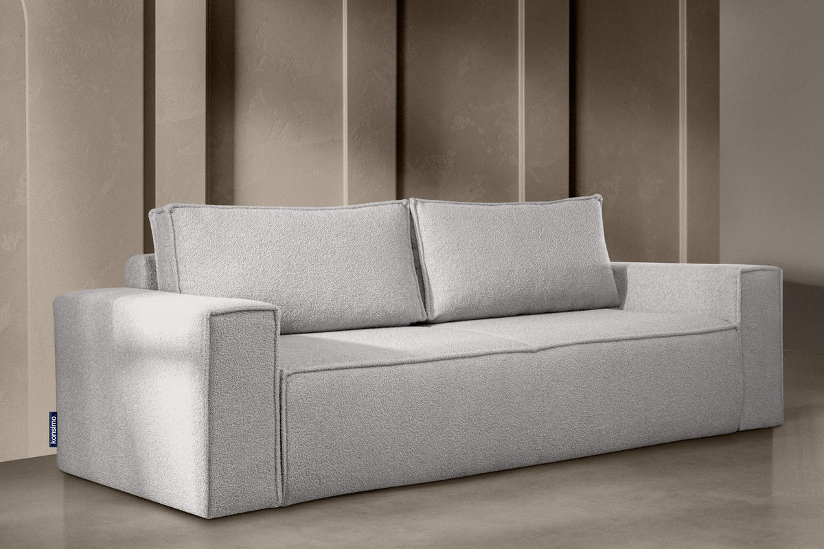 3-SITZER-SOFA NAPI II mit Schlaffunktion, aschgrau - Hellgrau/Grau, Textil (244/89/101cm) - KONSIMO®
