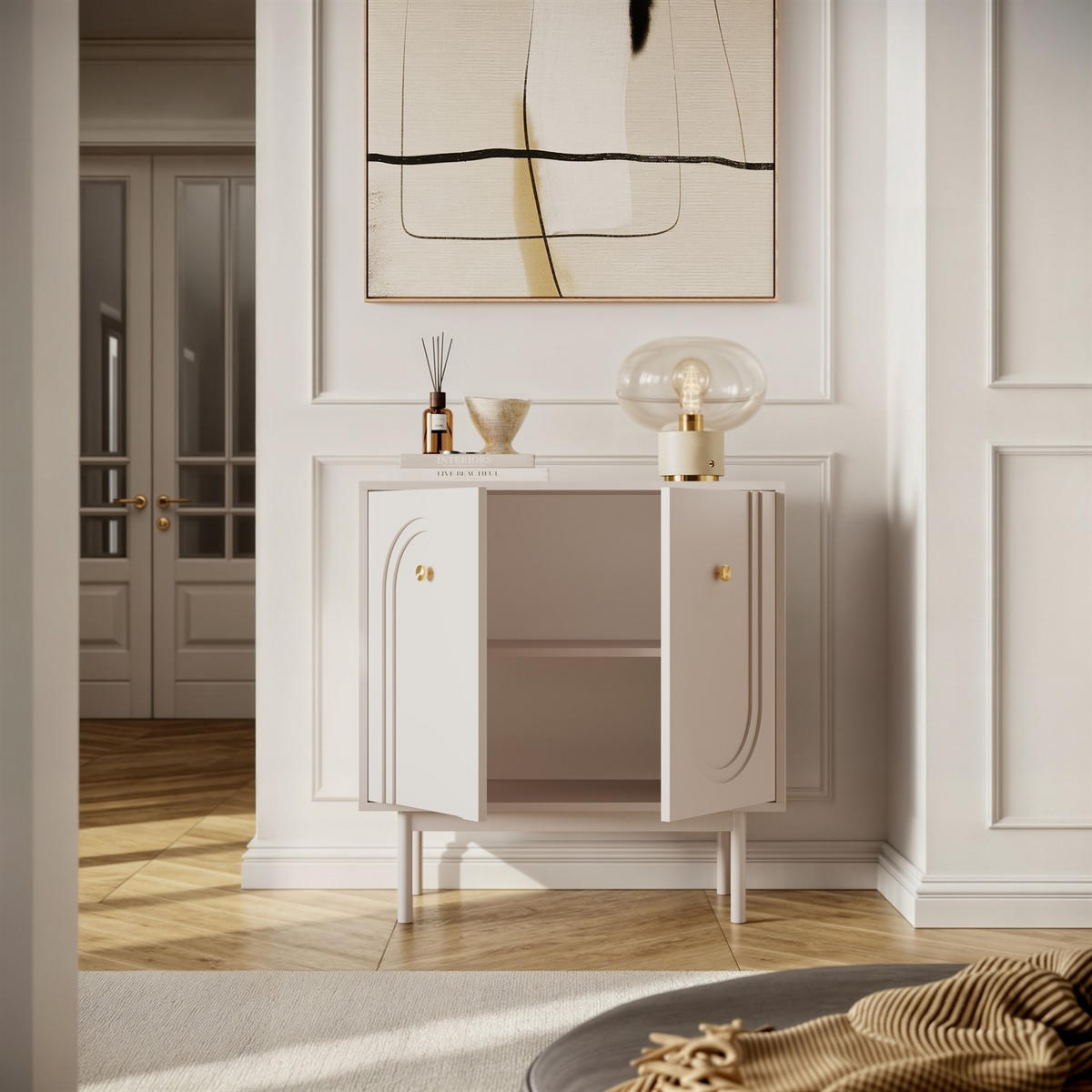 KOMMODE LIBERTY 2D auf Holzbeinen kaschmirfarben - Kaschmir, Holzwerkstoff (79/82/39cm) - Lookway