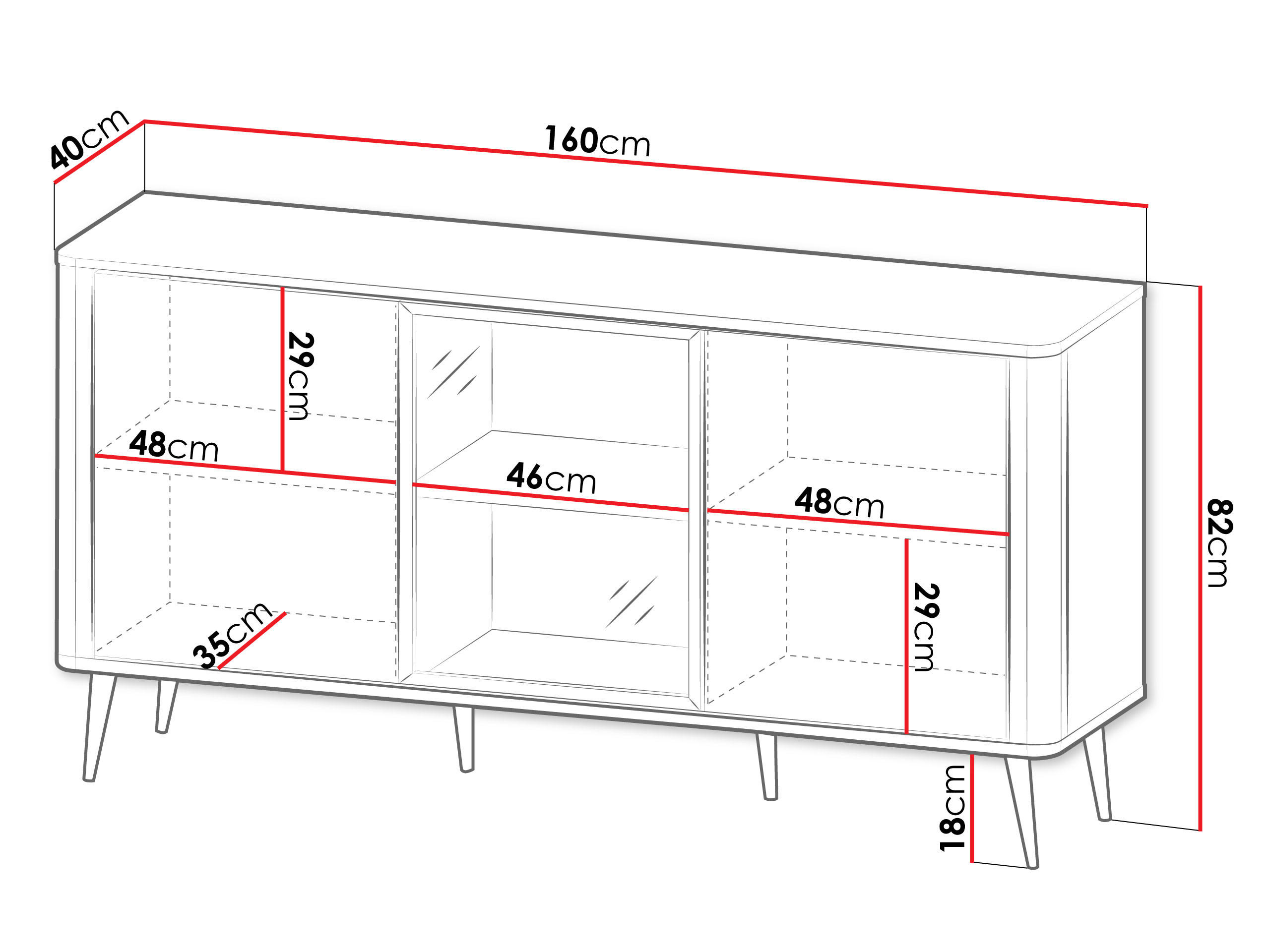 KOMMODE Marly 2D1W RE07 - Kaschmir/Schwarz, Holzwerkstoff/Metall (160/82/40cm) - MIRJAN24