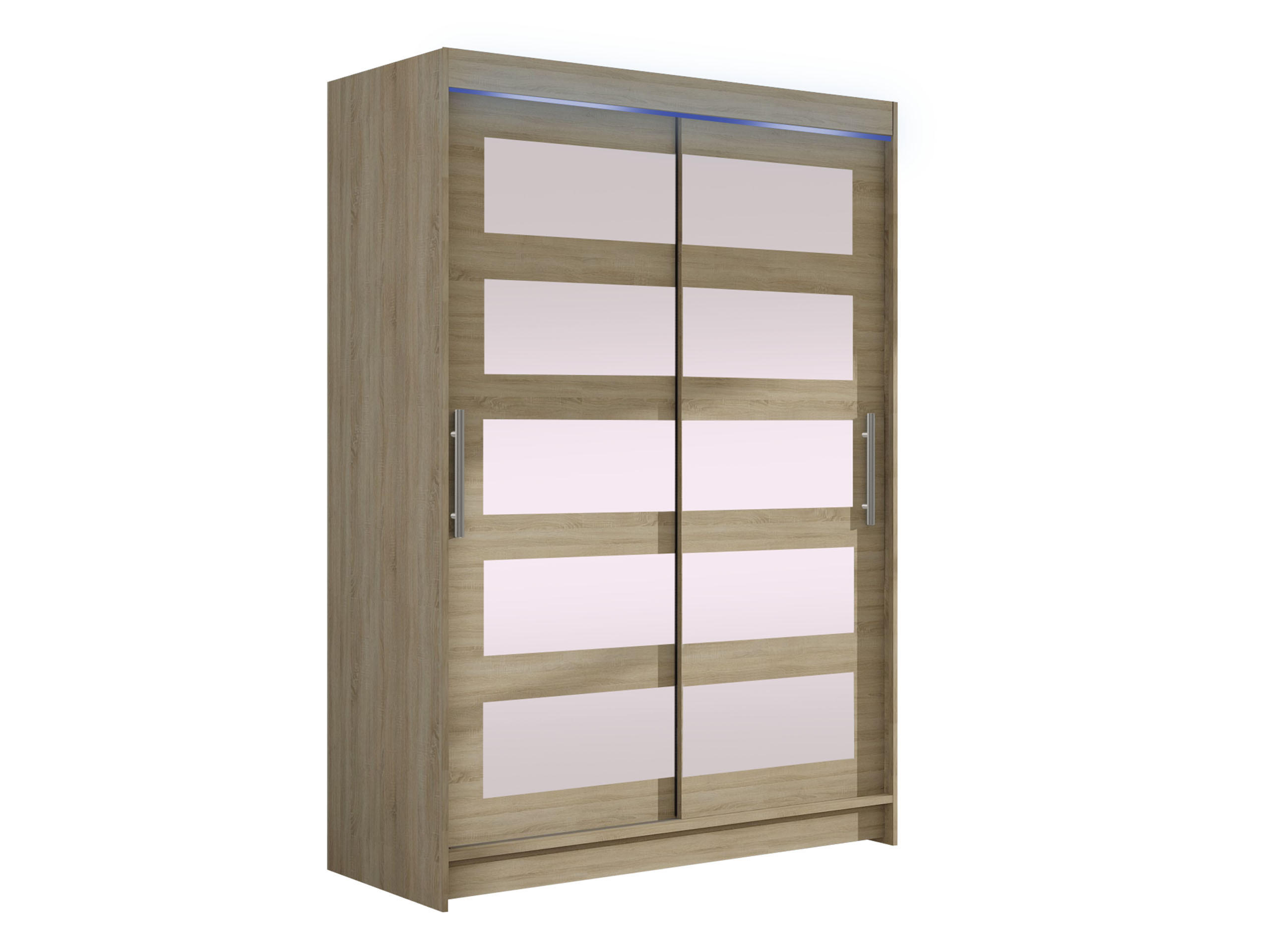 KLEIDERSCHRANK Miami IV, mit RGB LED Beleuchtung - Silberfarben/Sonoma Eiche, Holzwerkstoff/Kunststoff (120/200/58cm) - MIRJAN24