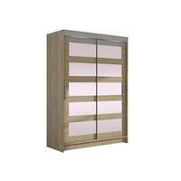 KLEIDERSCHRANK Miami IV, mit RGB LED Beleuchtung - Silberfarben/Sonoma Eiche, Holzwerkstoff/Kunststoff (120/200/58cm) - MIRJAN24