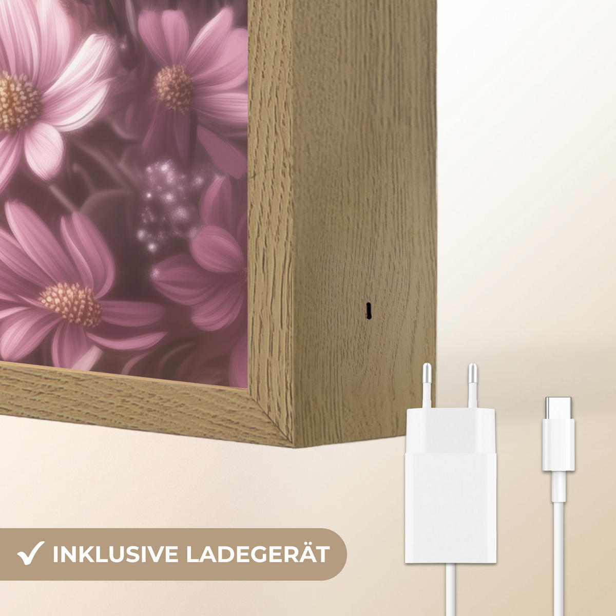NÁSTĚNNÁ LAMPA S AKUMULÁTOREM Koťátko - Květiny - Motýli - Fialová 60x90 cm - starorůžová, kompozitní dřevo (60/90/8cm) - OnlyWow