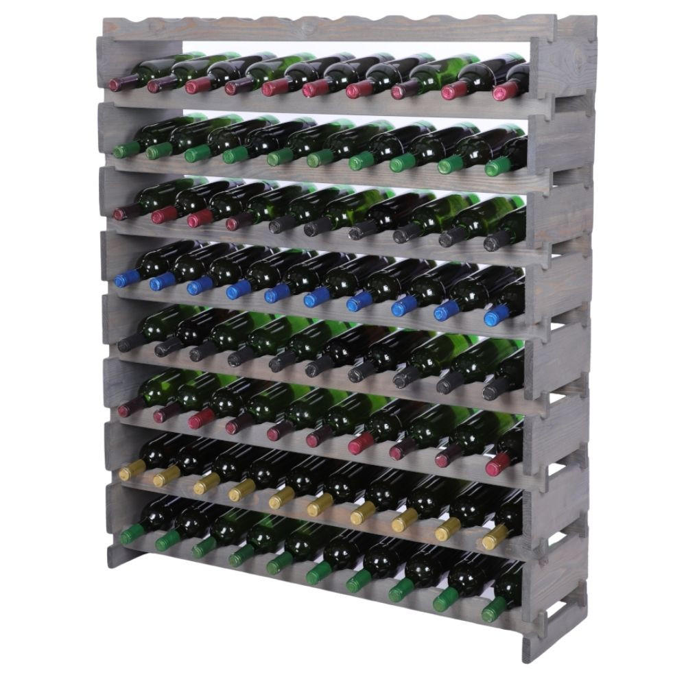 WEINREGAL VINOTECA FLEX PRO HxBxT 121x103x28cm 90 Flaschen auf 9 Ebene Grau - Grau, Holz (103/121/28cm) - PROREGAL