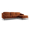 ECKSOFA Rechts Samt Stoff Orange - Terra cotta/Schwarz, Textil/Metall (264/160cm) - Makamii