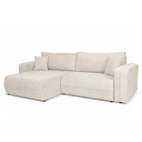 ECKSOFA mit Schlaffunktion - 244 cm - Beige/Schwarz, Kunststoff/Textil (244/145cm) - home24