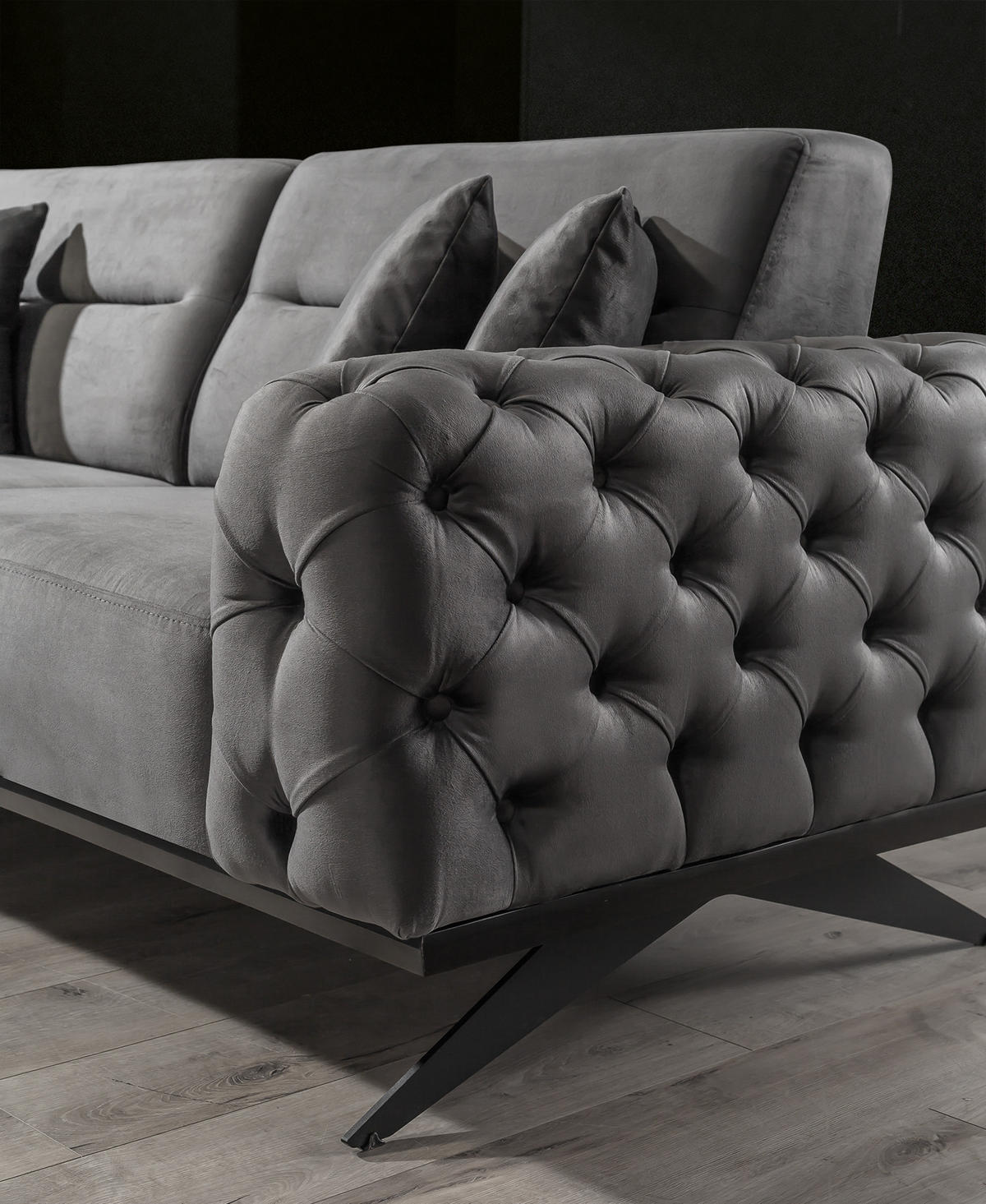 SITZGARNITUR Cuba Creme Stellvariante:2+2 - Grau, Holz (190/85/100cm) - Villa Möbel