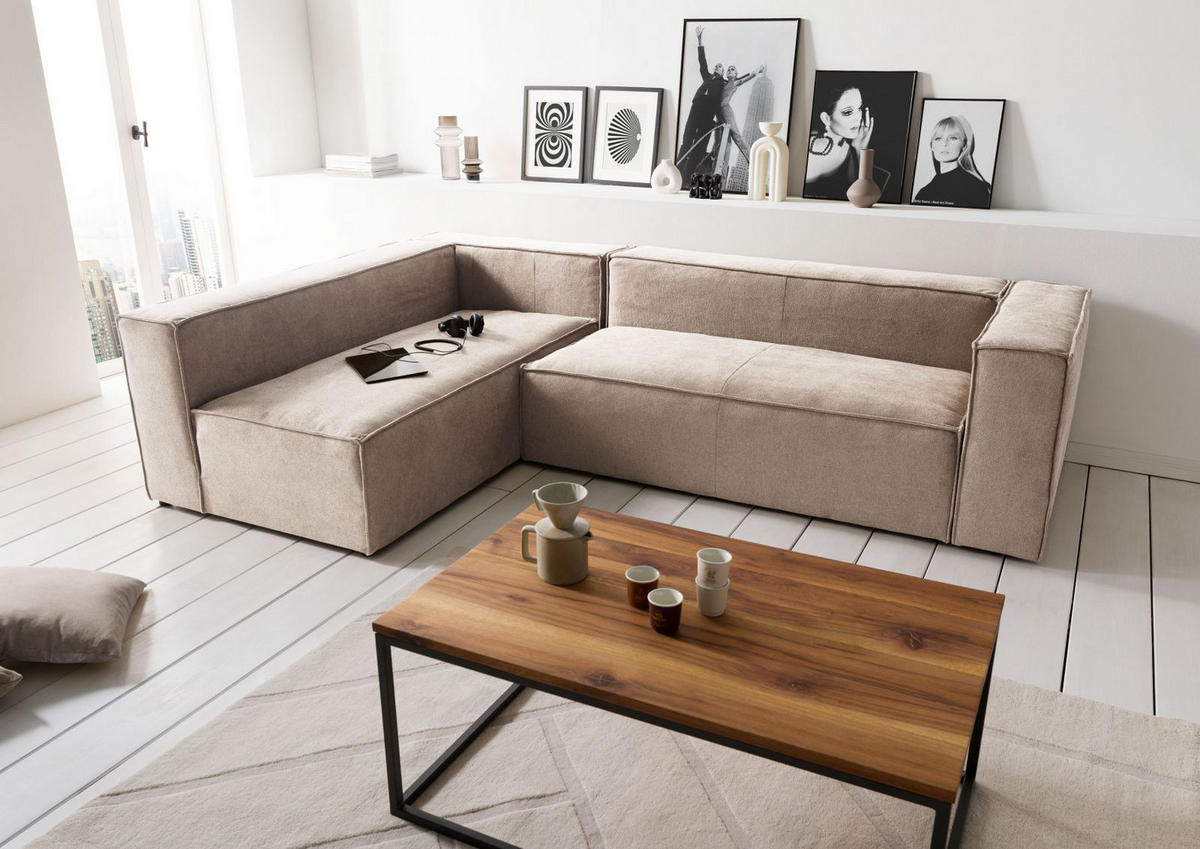 ECKSOFA modular 175x92x64 beige BRUGGE - Beige, Textil (175/92cm) - Massivmoebel24