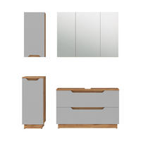 BADMÖBEL-SET Lotta Eiche/grau gestreift 4 Teile - Eichefarben/Grau, Holzwerkstoff (99.4/62.5/32cm) - Vicco