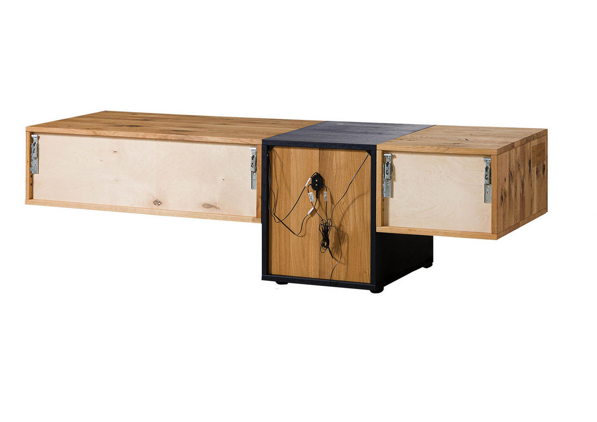 LOWBOARD Wildeiche 170x52x52 natur geölt/lackiert KITZBÜHEL #112 - Braun, Holz (170/52/52cm) - Massivmoebel24