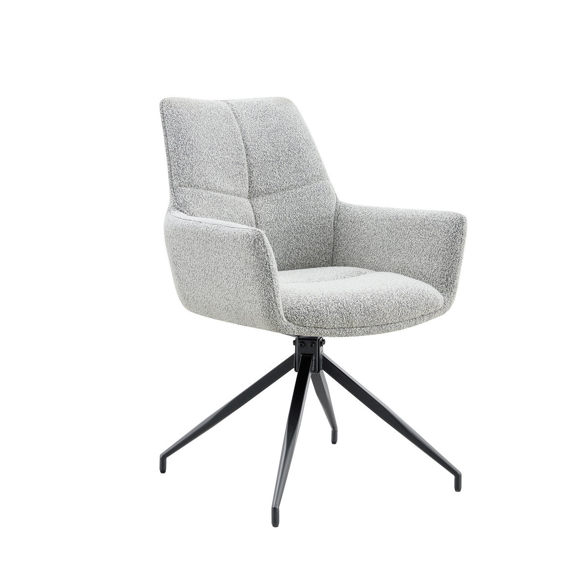 JÍDELNÍ ŽIDLE Sada 2 ks, otočná, světle šedá látka a černý kov - světle šedá, textil (48/85/50cm) - Urban Meuble