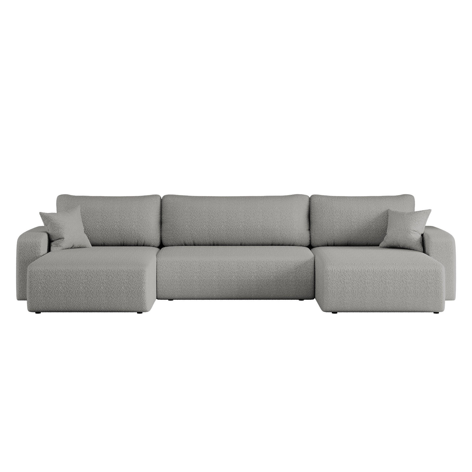 ECKSOFA U-Form Mit Schlaffunktion Und Bettkasten MILANO Stoff Grau - Grau, Holz (312/145cm) - Kaiser Möbel