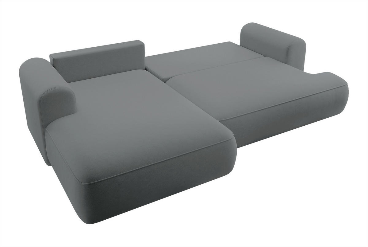 ECKSOFA Ovo Dunkelgrau Velours - Dunkelgrau/Schwarz, Kunststoff/Textil (260/165cm) - Selsey