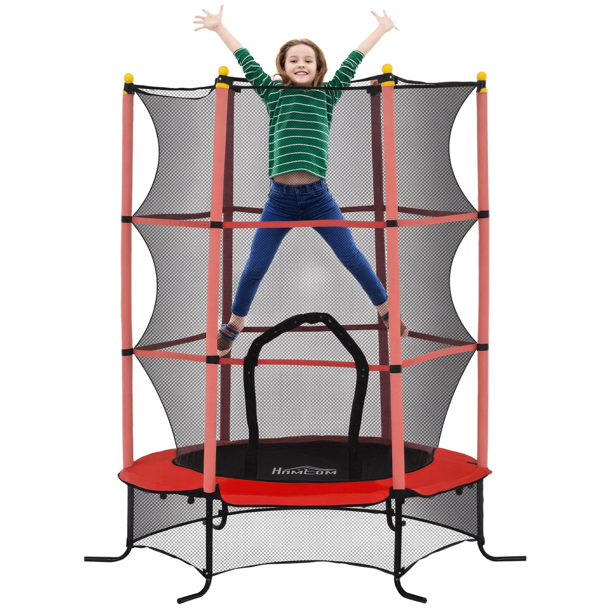 TRAMPOLIN DE-18985 Ø163 cm mit Sicherheitsnetz Rot - Rot, Metall (163/163cm) - ComfortXL