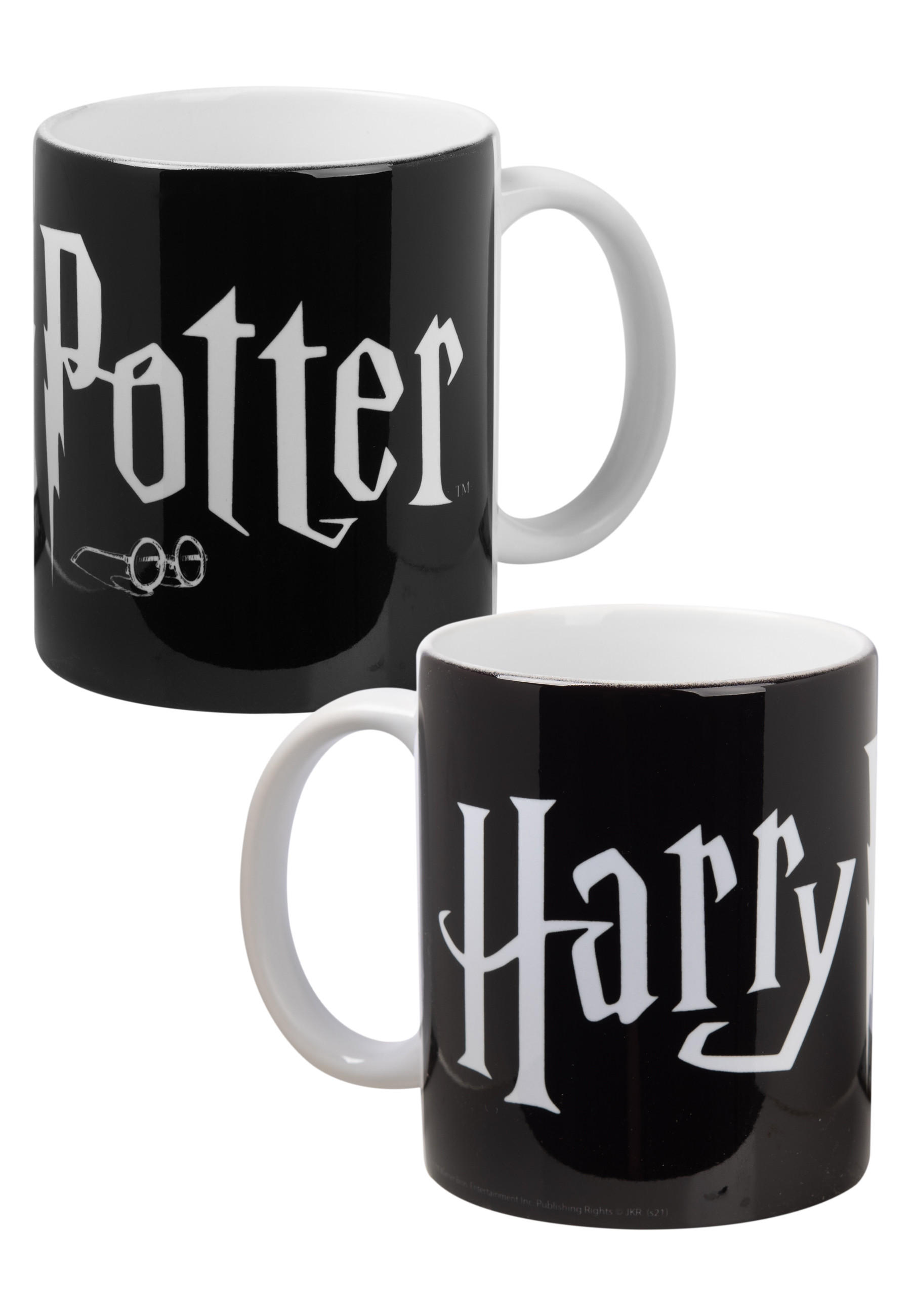 KAFFEEBECHER Harry Potter Schriftzug Schwarz/Weiß 320 ml - Schwarz, Keramik (0.32L) - United Labels
