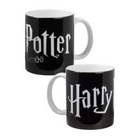 KAFFEEBECHER Harry Potter Schriftzug Schwarz/Weiß 320 ml - Schwarz, Keramik (0.32L) - United Labels