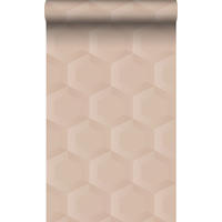 TAPETE 3D Wabenmuster 53 cm x 10.05 m - Pink, Papier (53/1000cm) - Origin Wallcoverings