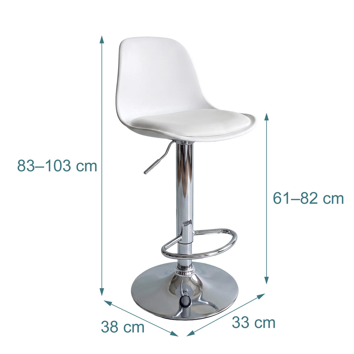 SCAUN Alb bar Set-2 reglabil pe înălțime cu spătar - multicolor, material plastic/metal (38/103/38cm) - Relaxdays