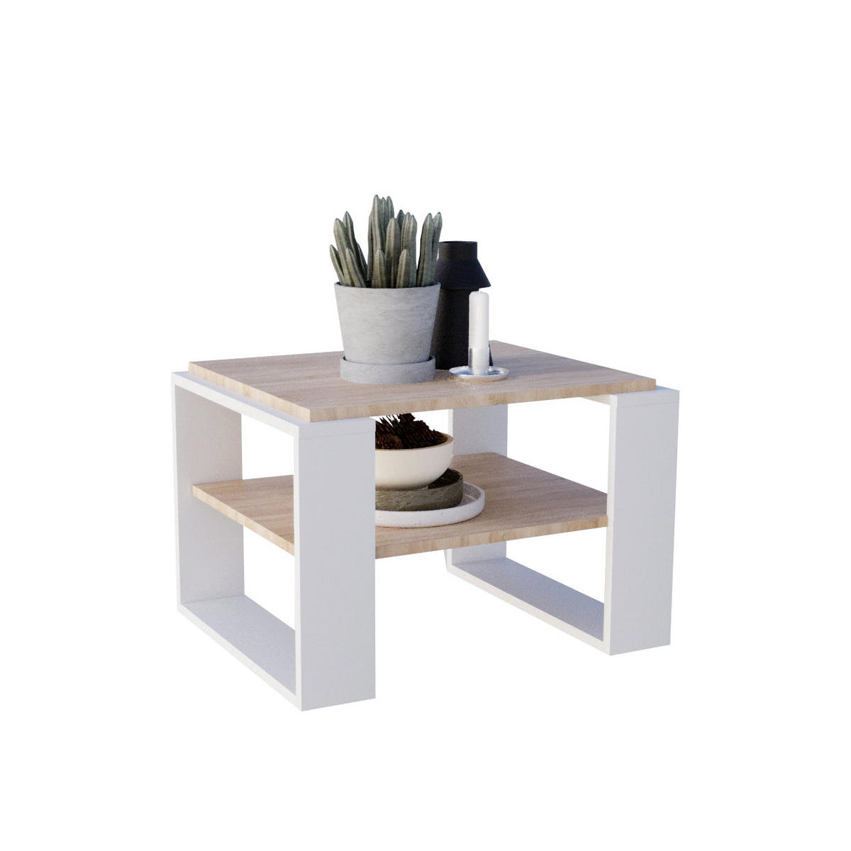 COUCHTISCH KAJA 61 - Eichefarben/Weiß, Holz (54/61/44cm) - Mat-Haus