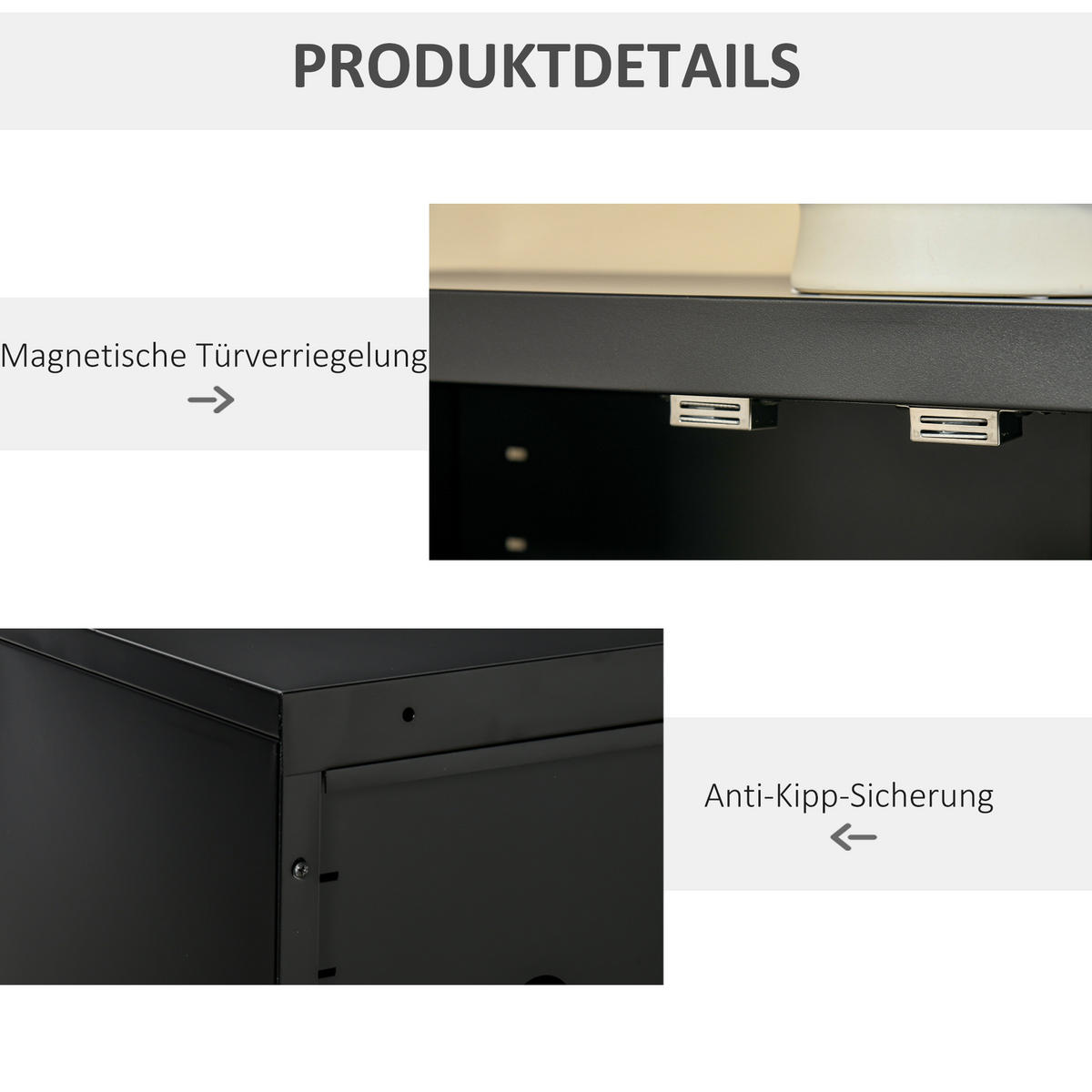 SIDEBOARD, Aktenschrank, Schwarz - Schwarz, Metall (33/110/75cm) - HOMCOM