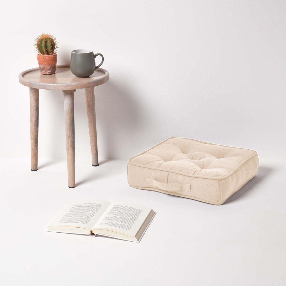 SITZKISSEN Rajput creme 40/40/8 cm - Beige, Textil (40/40/8cm) - Homescapes