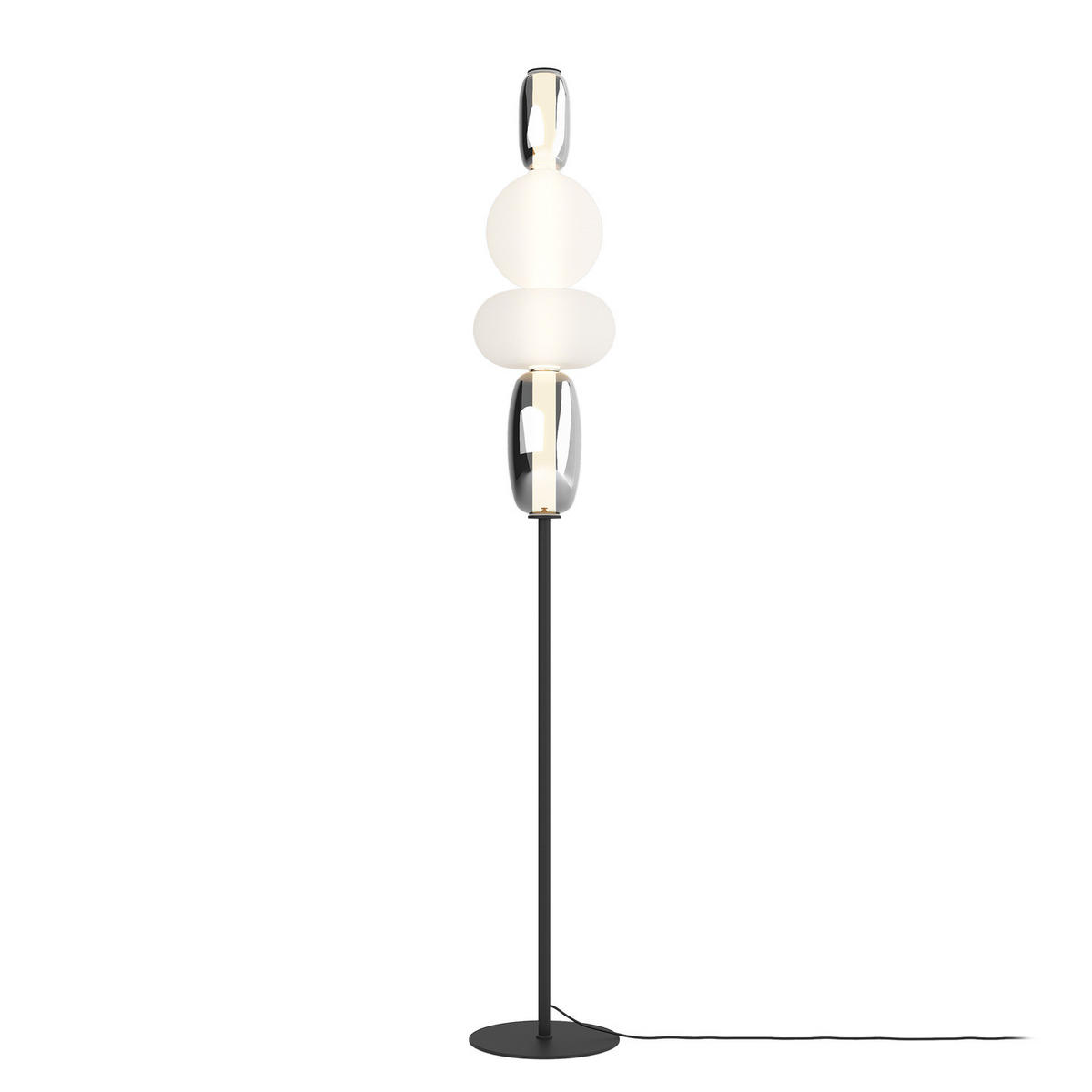 STEHLEUCHTE - Glas / Eisen - Schwarz/Weiß, Glas/Metall (25/25/160cm) - home24