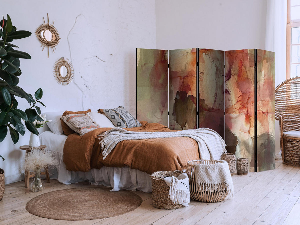 PARAVÁN Jednostranný 5-Dielny 225x172 cm Abstrakcia Boho - viacfarebná, drevo/textil (225/172/3cm) - Muralo