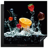 HERDABDECKPLATTE Wasser - Obst - Orange - Erdbeere - Kirsche - Schwarz 78x78 cm - Orange, Kunststoff (78/0.2/78cm) - MuchoWow