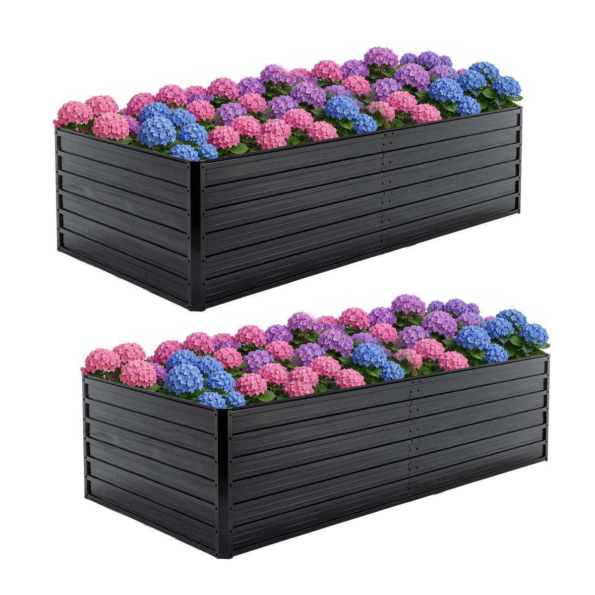 HOCHBEET 219/112/64 cm Schwarz (2 Stück) - Schwarz, Metall (112/64/219cm) - Oxeza