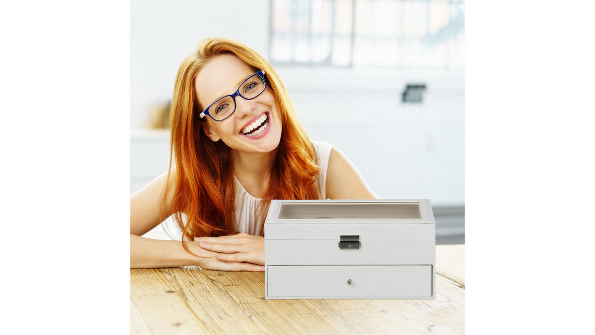 BRILLENBOX - Multicolor, Glas/Holzwerkstoff (33.5/15.5/19.5cm) - Relaxdays