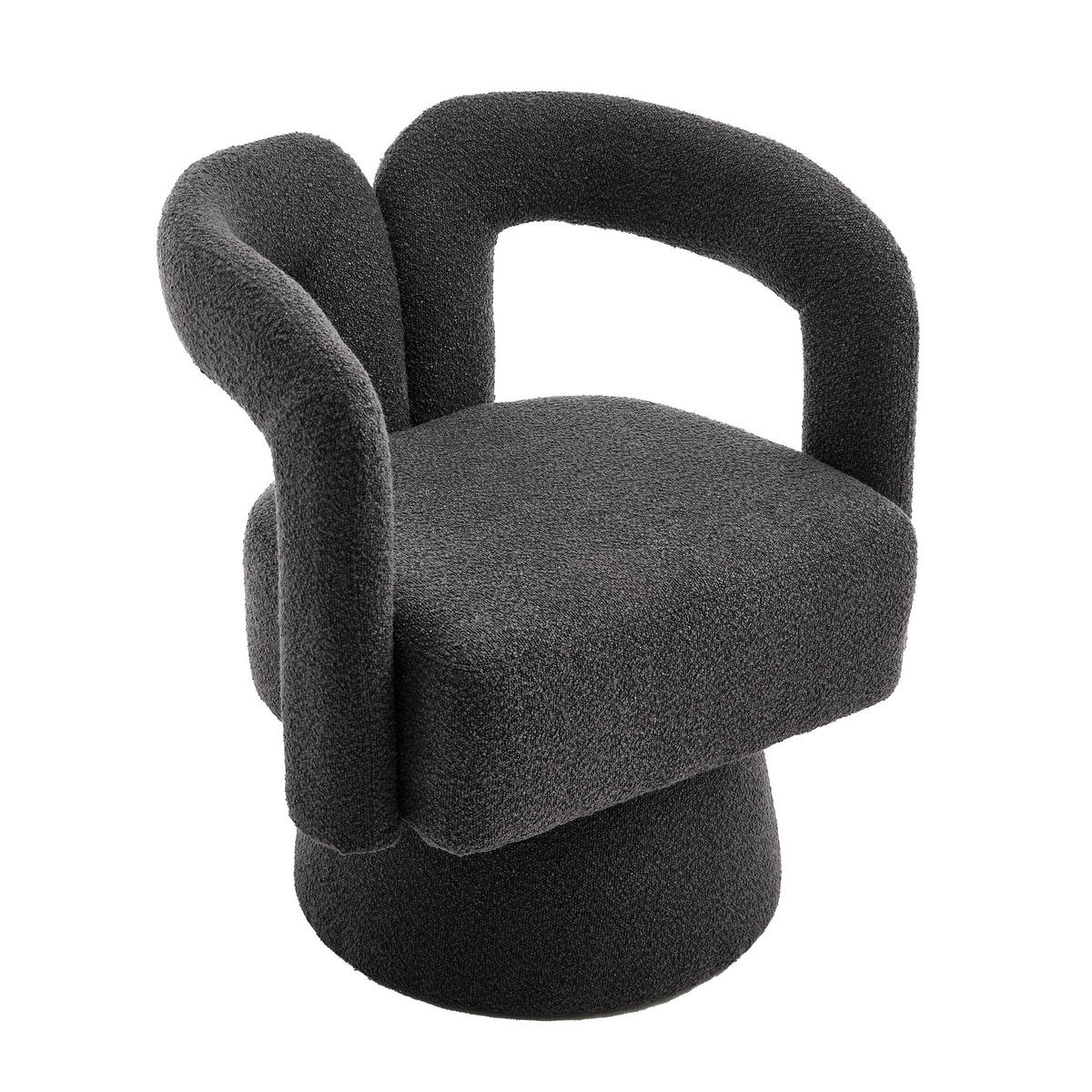 DREHSESSEL 360° Boucle Akzentstuhl Polstersessel für Wohnzimmer & Büro - Dunkelgrau, Textil (67/74/55cm) - Urban Meuble
