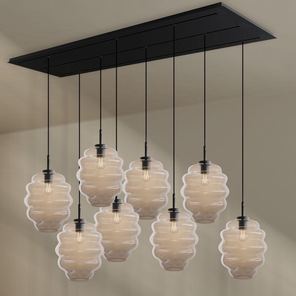 HÄNGELEUCHTE Echos 8-flammig Klar Ø 25cm - Klar/Schwarz, Glas (25/25/28cm) - s.luce