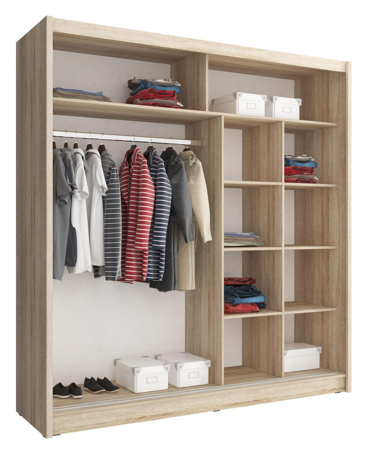 SCHIEBETÜRENSCHRANK Maja IV weiß 200 / 62 / 214cm - Weiß, Holz/Holzwerkstoff (200/214/62cm) - Feldmann-Wohnen