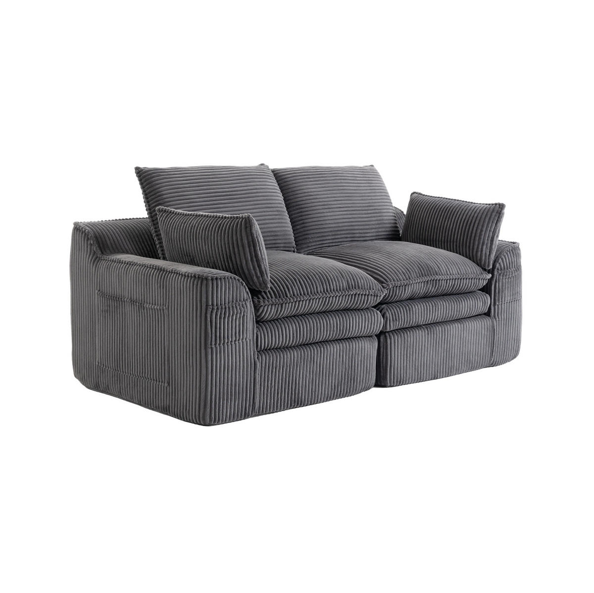 SOFA 2-Sitzer mit Seitentaschen 191 x 94 x 85 cm Cord Dark Gray - Dunkelgrau, Kunststoff (94/85/191cm) - Meubliv