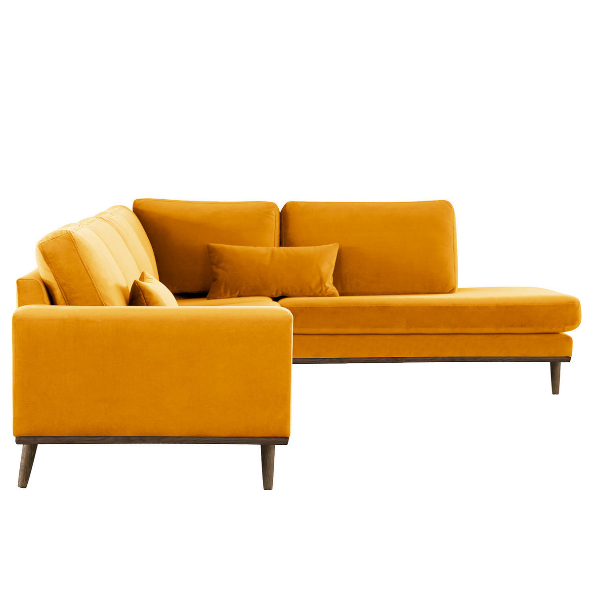 ECKSOFA mit Ottomane - Eichefarben/Gelb, Eichenholz/Textil (287/219cm) - home24