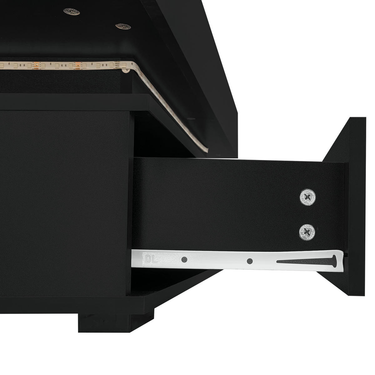 KONFERENČNÍ stolek 100/50/44 cm černý z dřevotřísky s LED osvětlením a hydraulickým zdvihem - černá, kompozitní dřevo (100/50/44cm) - OKWISH