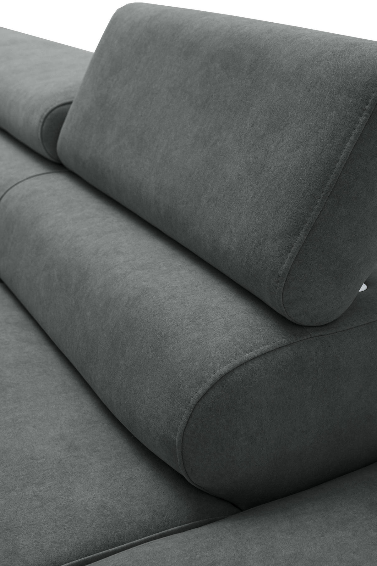 ECKSOFA PRIAM L Links mit Schlaffunktion 125x195 Velours Dunkelgrau - Dunkelgrau/Schwarz, Holz/Textil (203/275cm) - Muffo