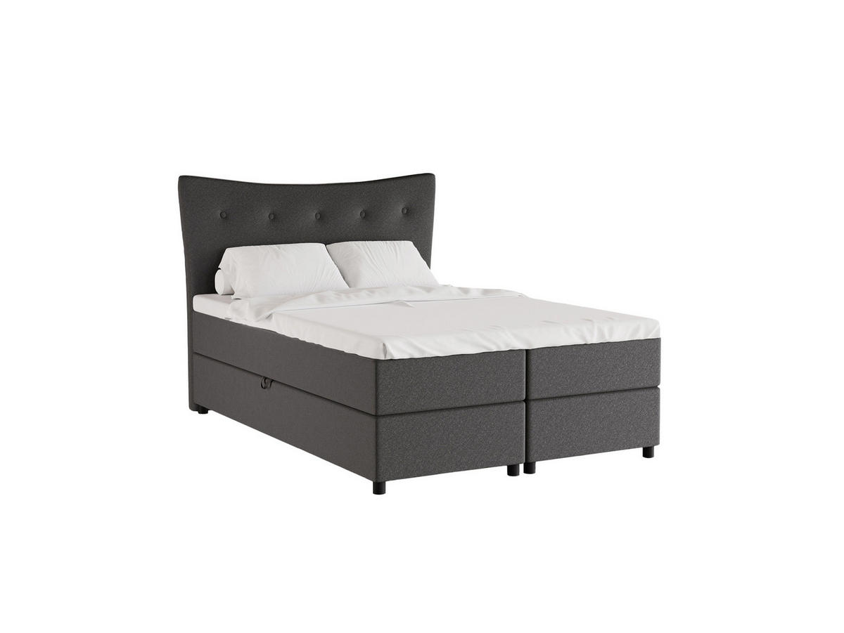 BOXBETT Nevada 140 x 200 cm Doppelbett mit hochwertiger Bonell-Matratze und Topper - hellgrau - Hellgrau, Holz (140/200cm) - Homesy