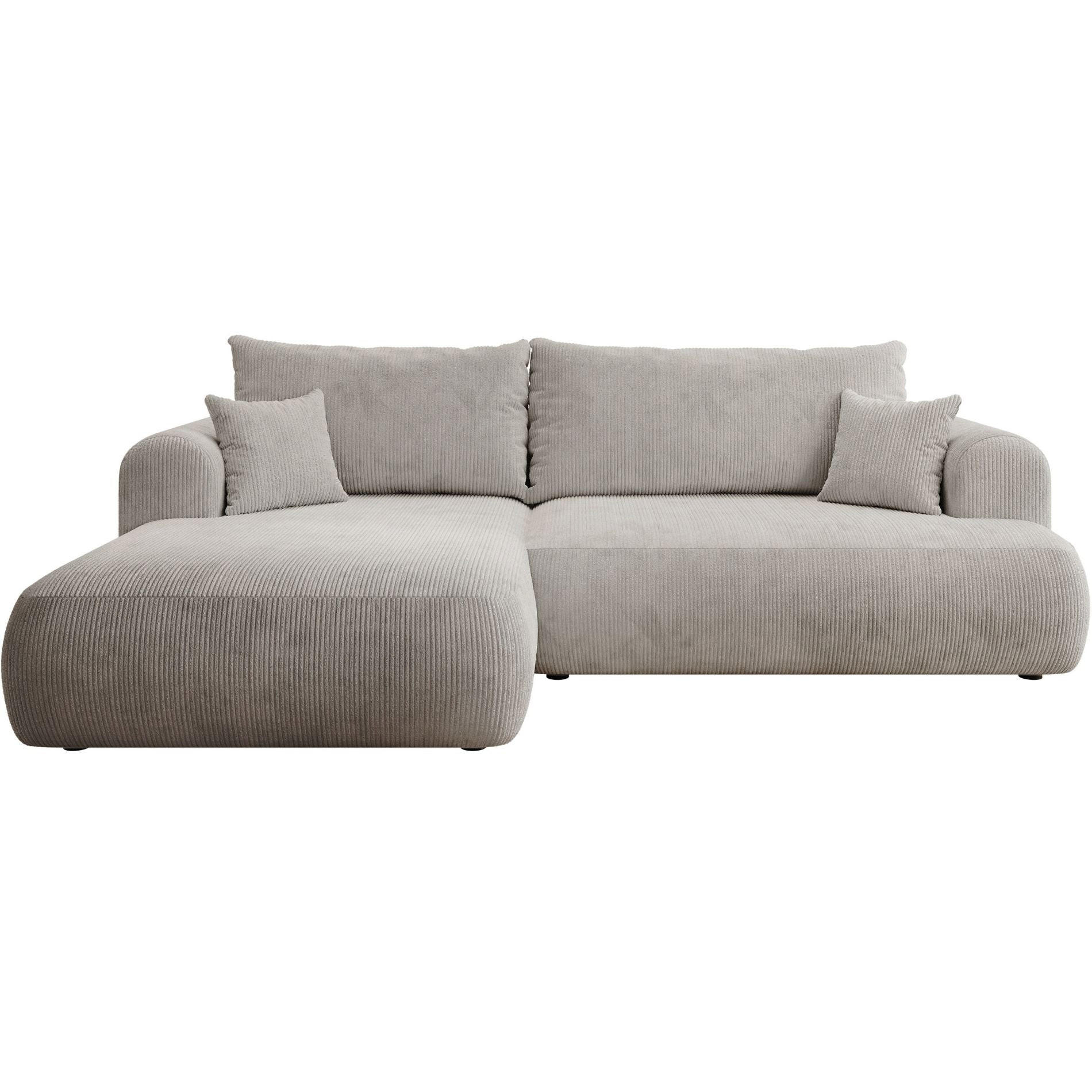 ECKSOFA Ovo Cord mit Cordbezug Graubeige, links - Taupe/Schwarz, Textil (260/165cm) - Selsey