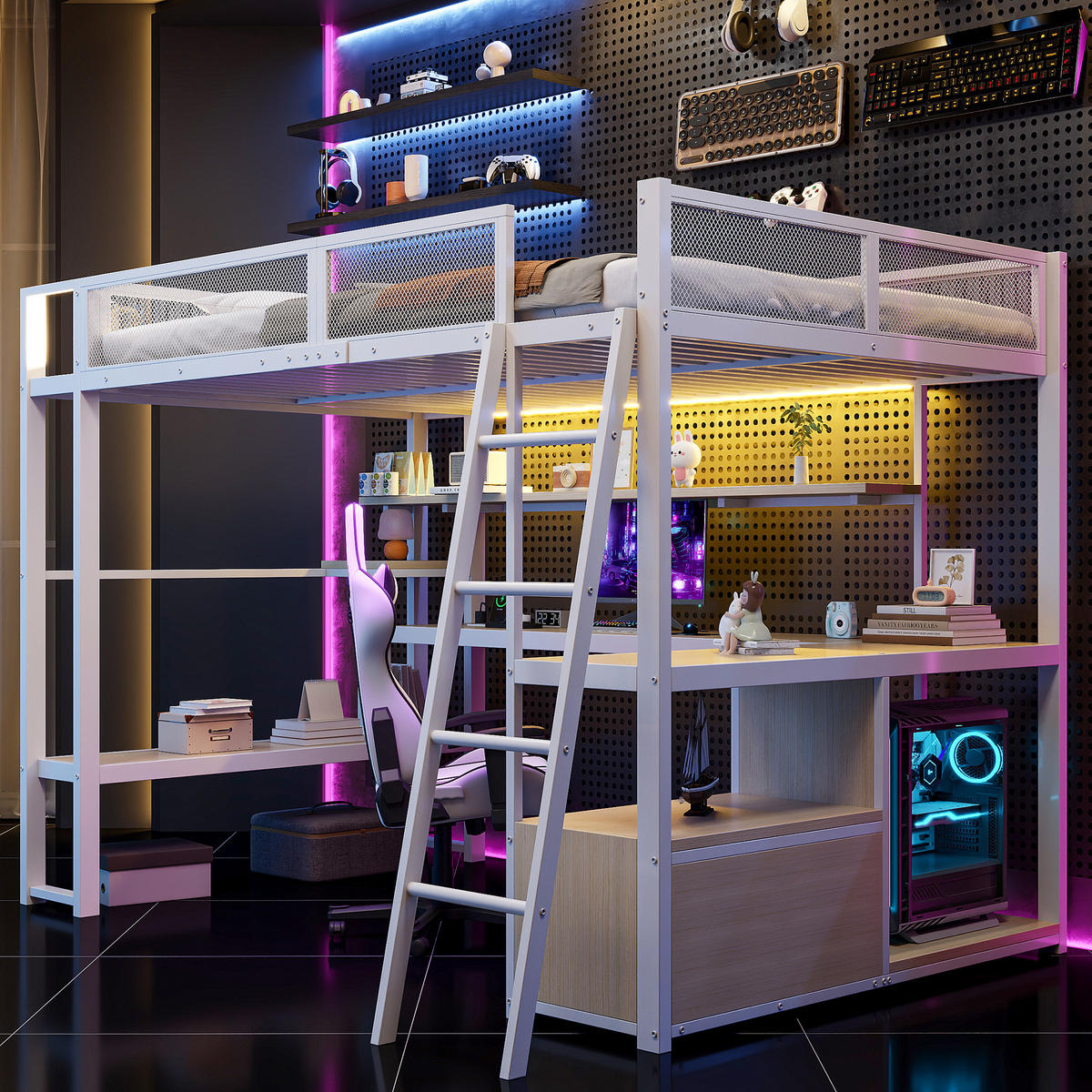 HOCHBETT Metall 140/200 cm Weiß - Weiß, Holzwerkstoff/Metall - Raumix