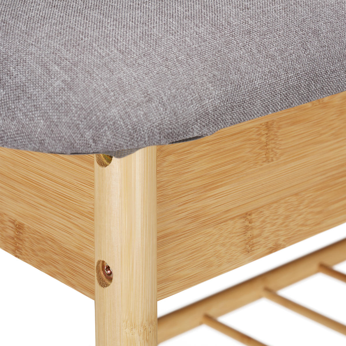 SCHUHBANK Stauraum - Hellbraun, Holz/Textil (90/48/28cm) - Relaxdays