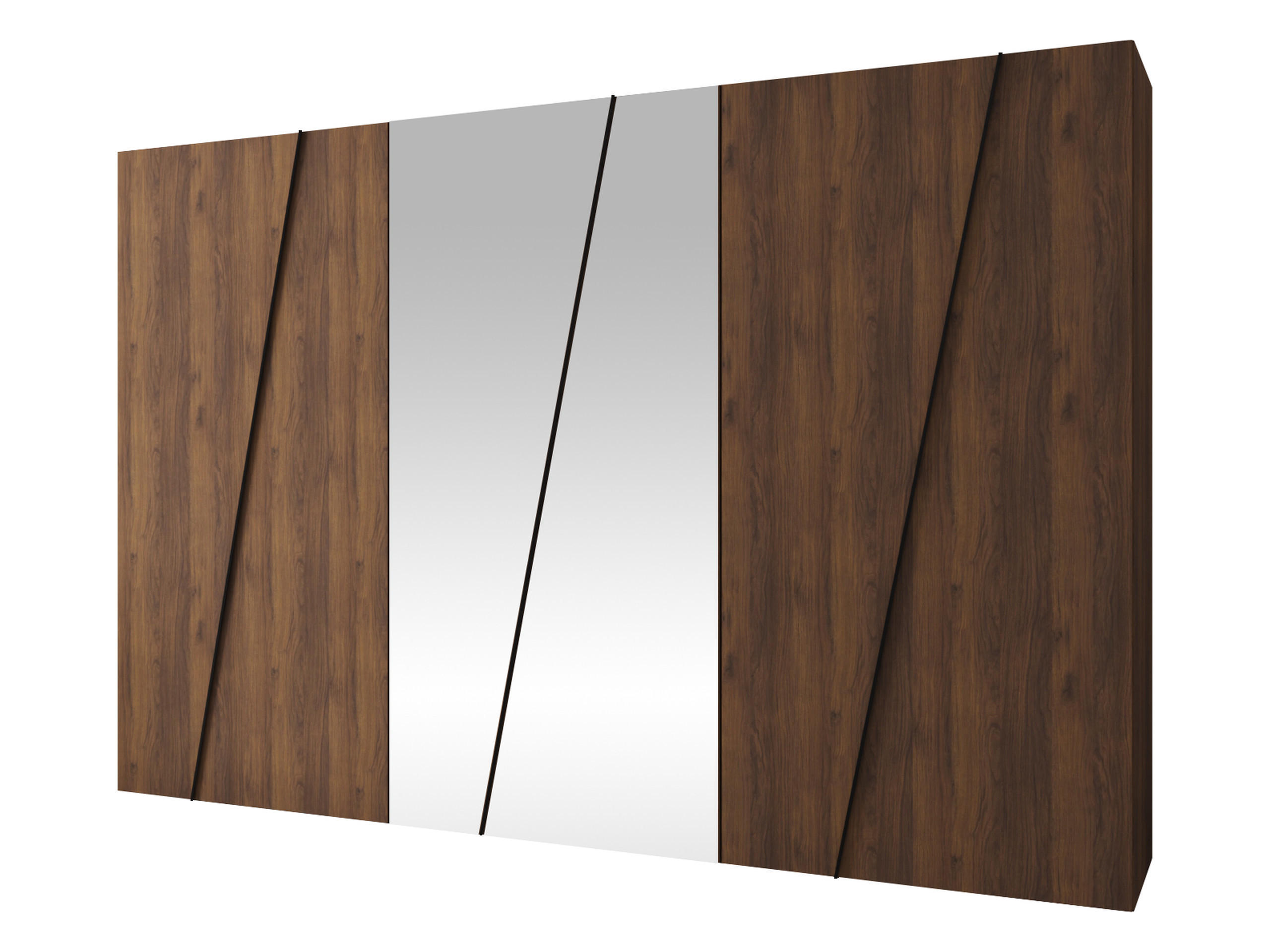 DREHTÜRENSCHRANK Zen 2L 300 cm - Nussbaumfarben/Schwarz, Holzwerkstoff/Kunststoff (300/202/50cm) - MIRJAN24
