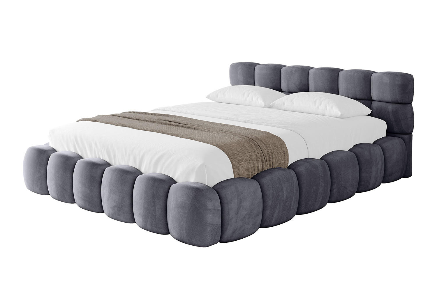 POLSTERBETT mit Bettkasten und Lattenrost, Boxbett ohne Matratze - LEYA-v1 180x200 Dunkelgrau - Dunkelgrau, Holzwerkstoff/Textil (180/200cm) - ALTDECOR