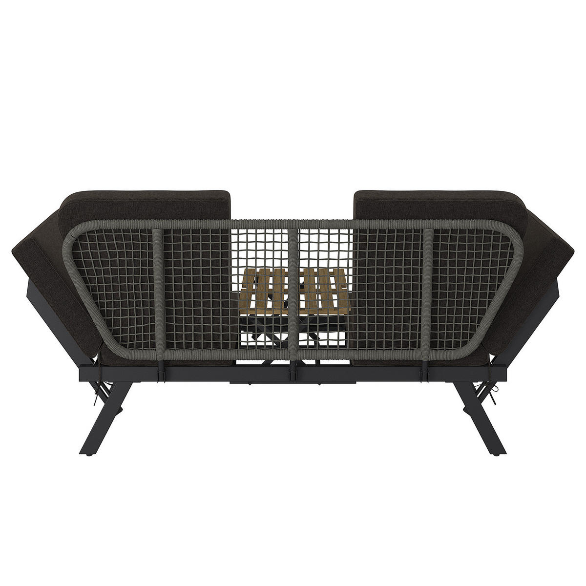 LOUNGESOFA - Stahl / Polyester - Anthrazit - Anthrazit/Braun, Holz/Textil (176/83/75cm) - home24