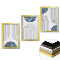 WANDBILDER 3er Set - 20x30 cm Goldrahmen - Abstrakte blaue Muster - Goldfarben, Kunststoff (20/30cm) - ArtPrintCave