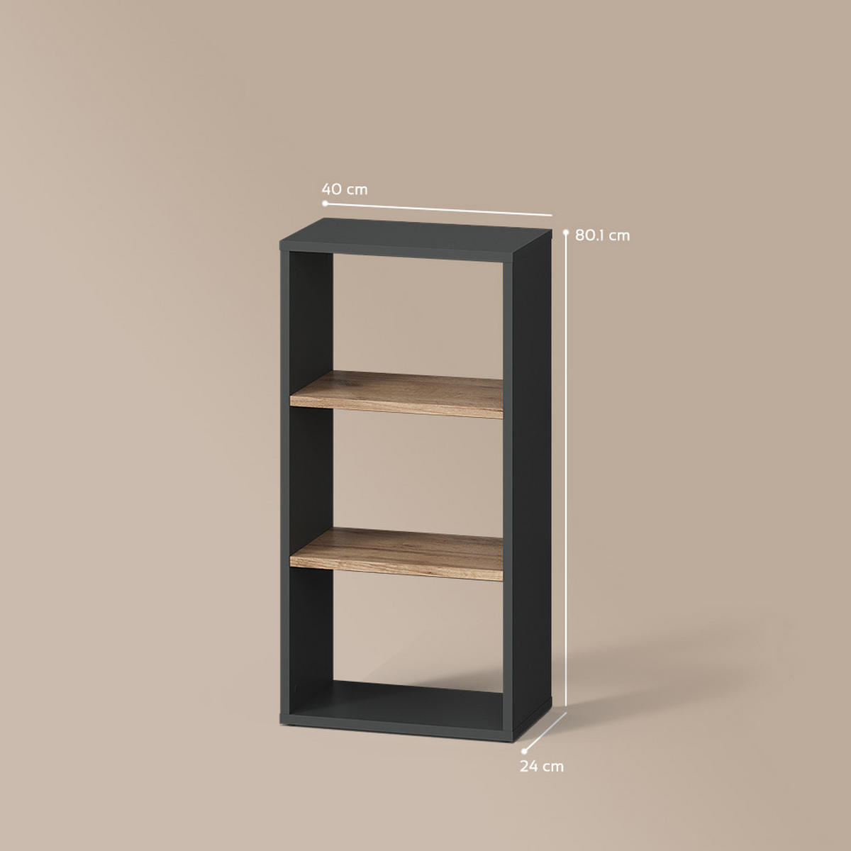 AUFBEWAHRUNGSREGAL Ortello Anthrazit/Goldkraft Eiche 40 x 80.1 cm - Honigeiche/Anthrazit, Holzwerkstoff (40/80.1/24cm) - Livinity®