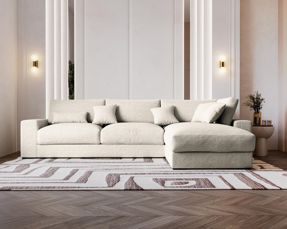 ECKSOFA mit Longchair - Schwarz/Grau, Kunststoff/Textil (340/205cm) - home24